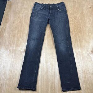 Nudie Jeans Mens 31x32 Organic Cotton Black Denim Slim Straight Made In Italy